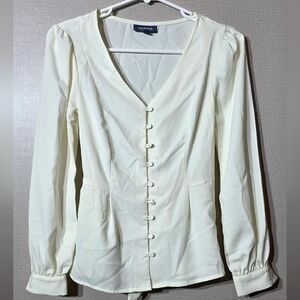 Modcloth Cream Button-Up Women's Blouse